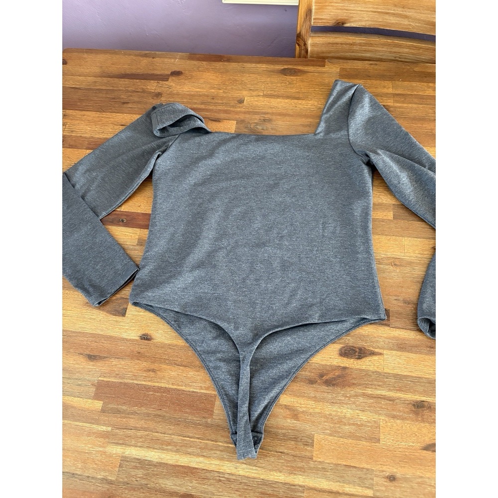 Aritzia Contour Bodysuit Womens Size XL Dark Gray Long Sleeve Square Neck Unworn - Picture 14 of 14